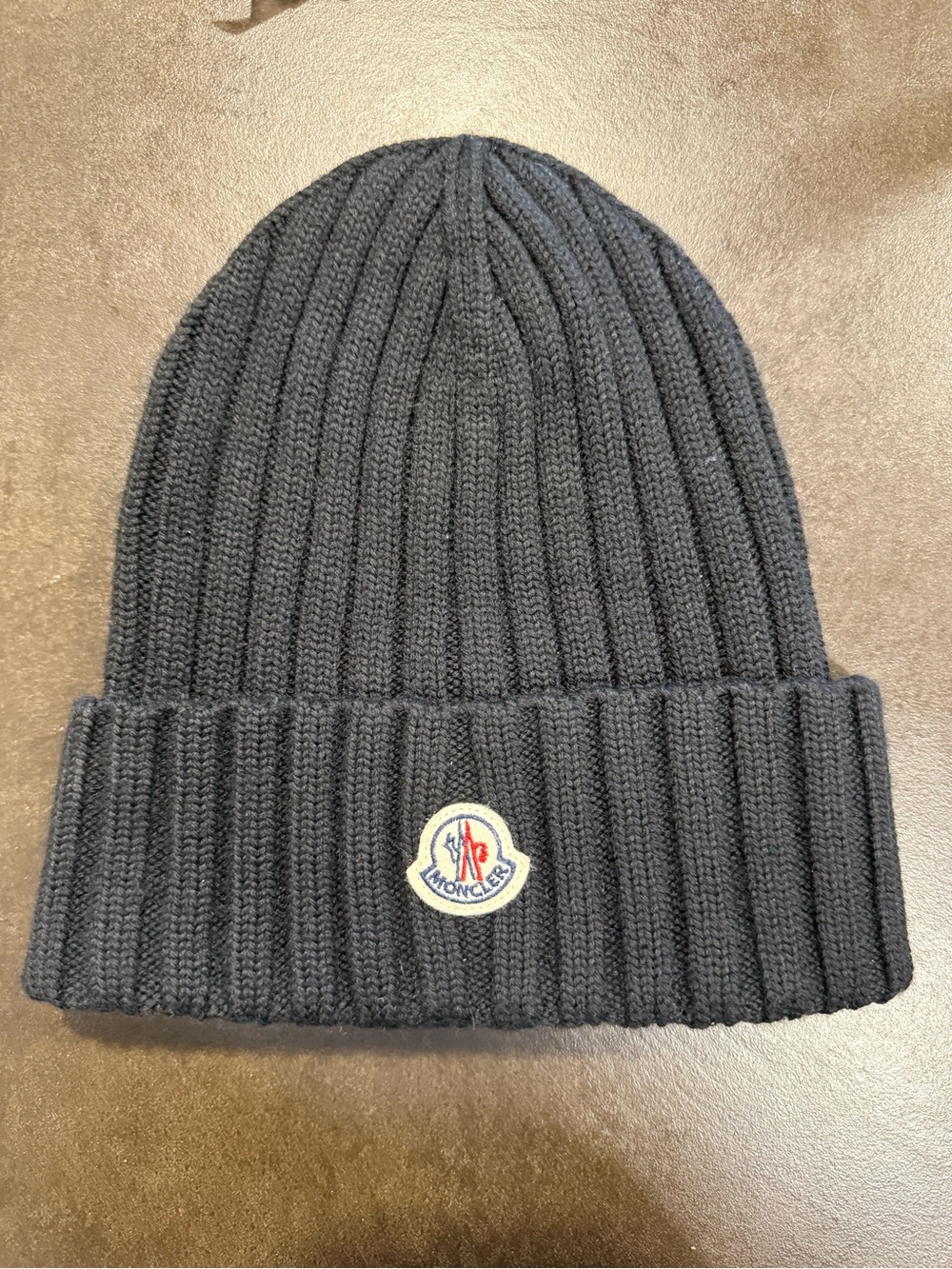 Moncler Ribbed Knit Cuffed Beanie - Black